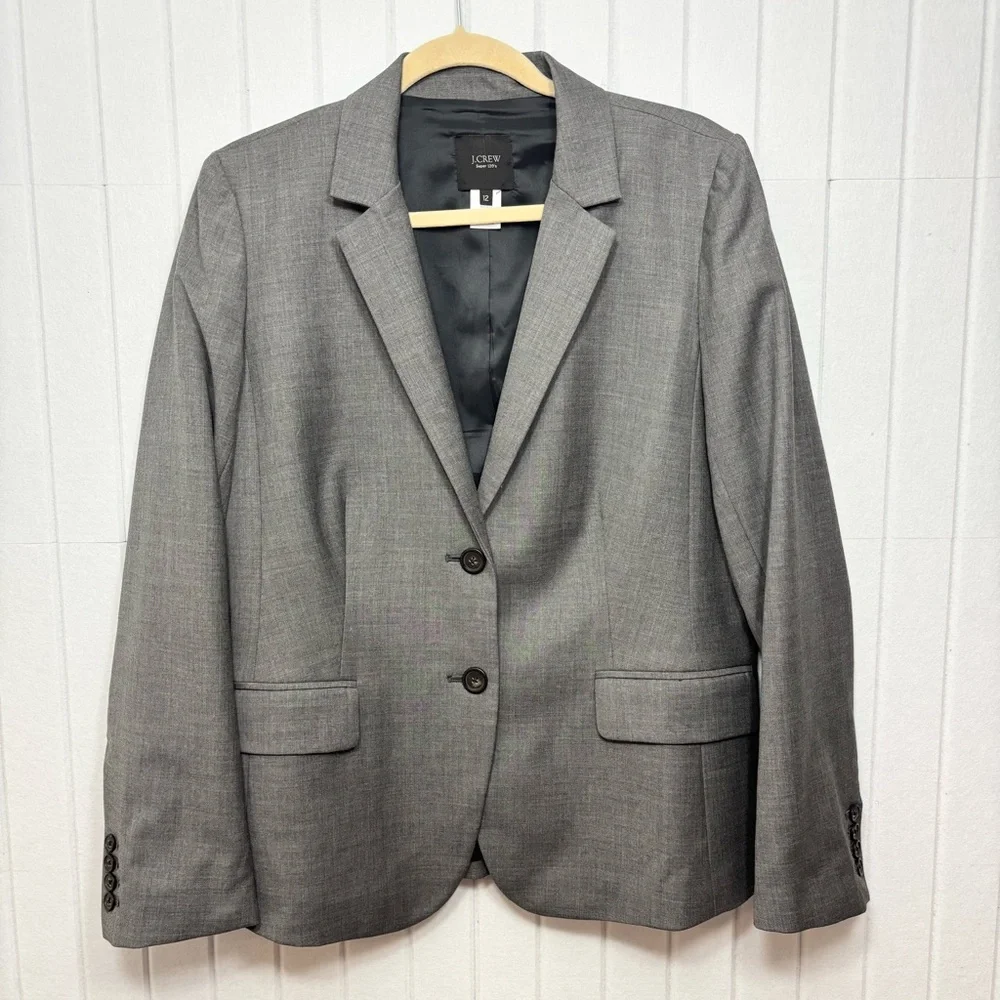 J. Crew Super 120's 100% Wool Charcoal Gray‎ Blazer size 12